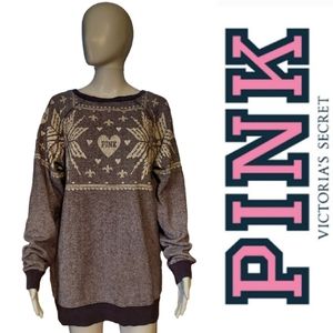 Pink Victoria's Secret Oversized Knit Snowflake Pullover